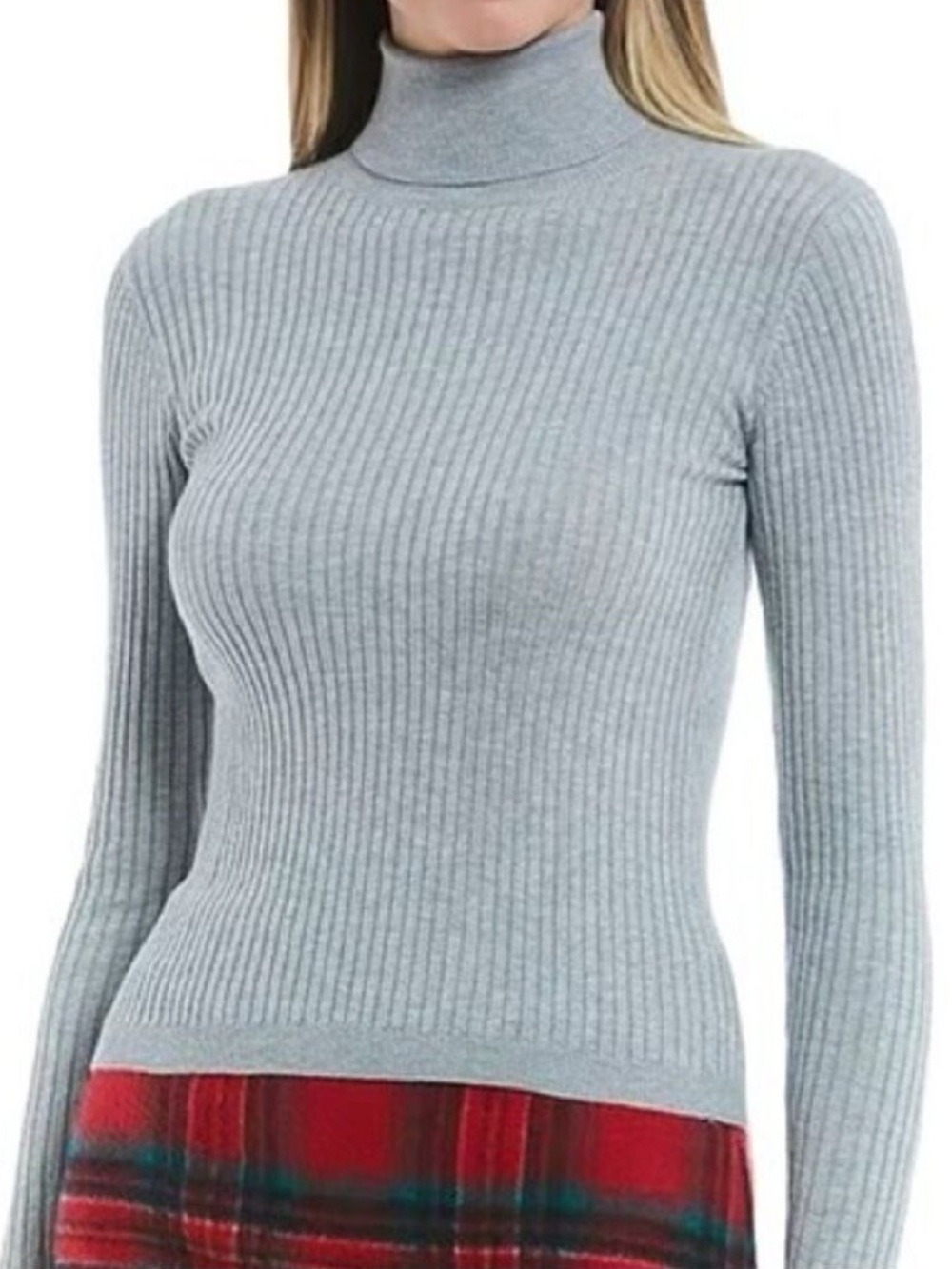 Copper Key – Grey/Silver Metallic Ribbed Turtleneck Sweater NWT $39